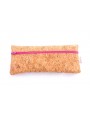 Cork leather zipper case, Pink felt inside