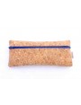 Cork leather zipper case, Blue felt inside