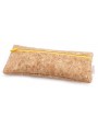 Cork leather zipper case, Yellow felt inside
