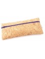 Cork leather zipper case, Purple felt inside