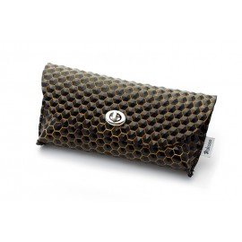 Black Waffle leather pouch case
