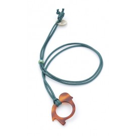 Brown Bird acetate pendant on Thuya cotton cord