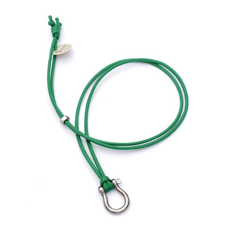 Small Shackle Pendant on Green Cotton cord