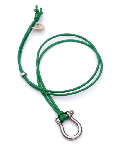 Big Shackle Pendant on Green Cotton cord
