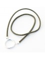 Large plated silver ring pendant with Khaki braided cotton
