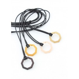 Octogonal acetate pendants on cotton cord