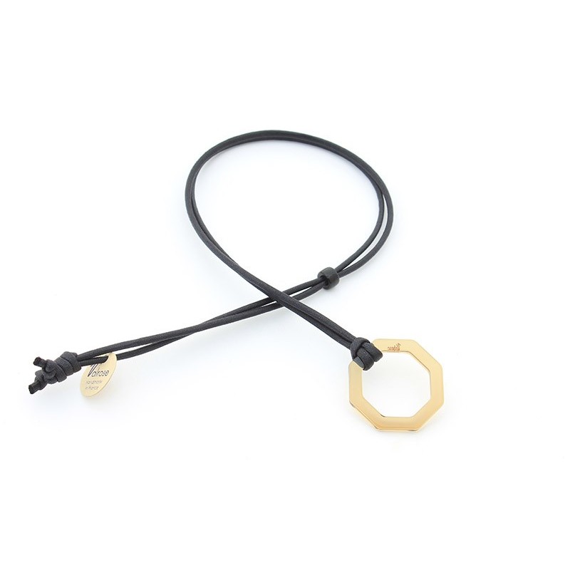 Pendentif acétate octogonal plat cristal vert sur cordon en coton