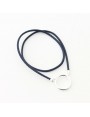 Large plated silver ring pendant with Navy Blue braided cotton