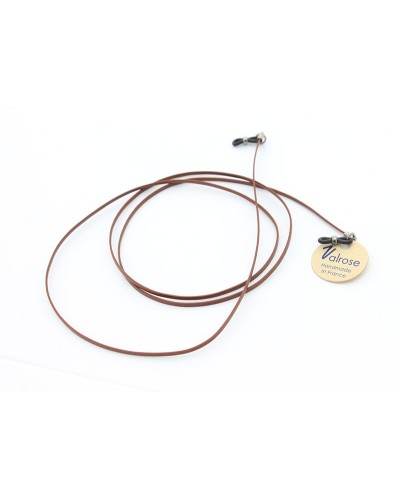 Cordon en cuir plat ciré marron clair