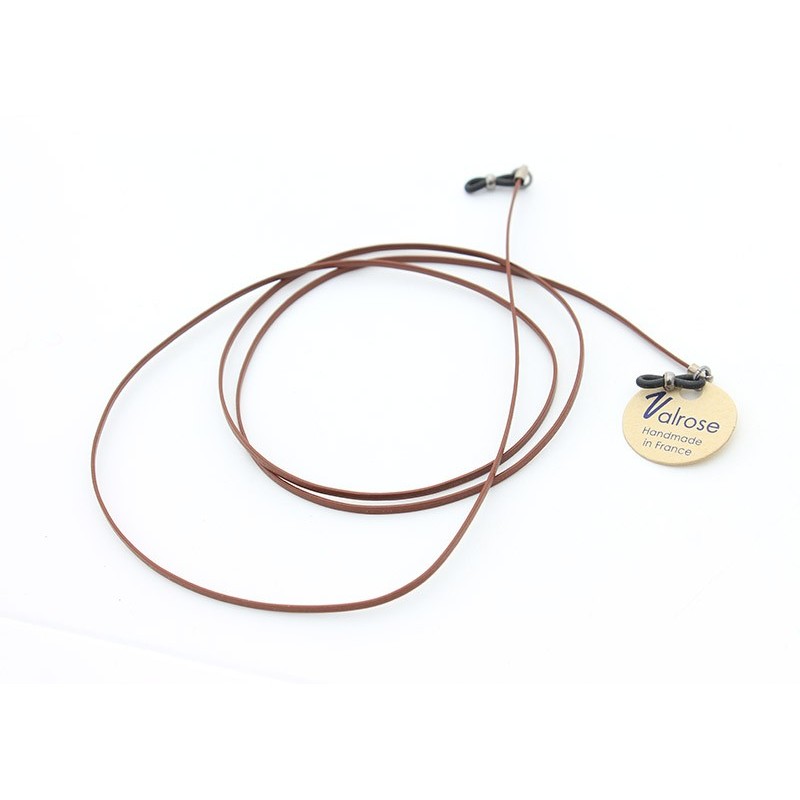 Cordon en cuir plat ciré marron clair