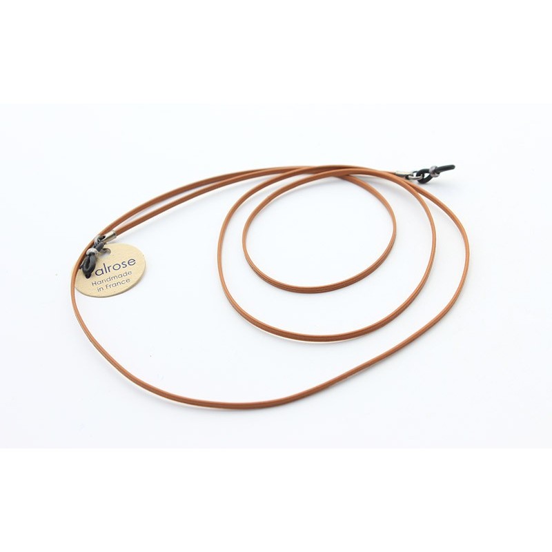 Cordon en cuir plat ciré camel