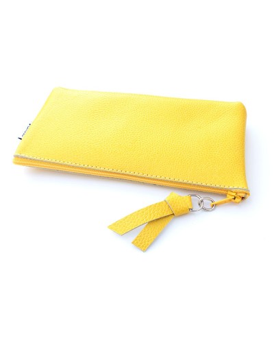 Pochettes zippées en cuir avec mousqueton