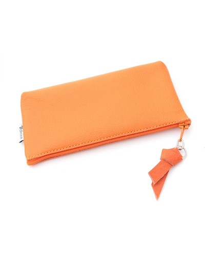 Pochettes zippées en cuir avec mousqueton