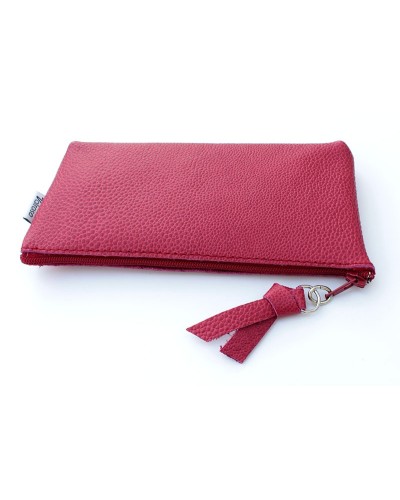 Pochettes zippées en cuir avec mousqueton