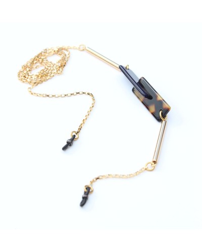 Gold Metal chain with Acetate part Black and tokyo