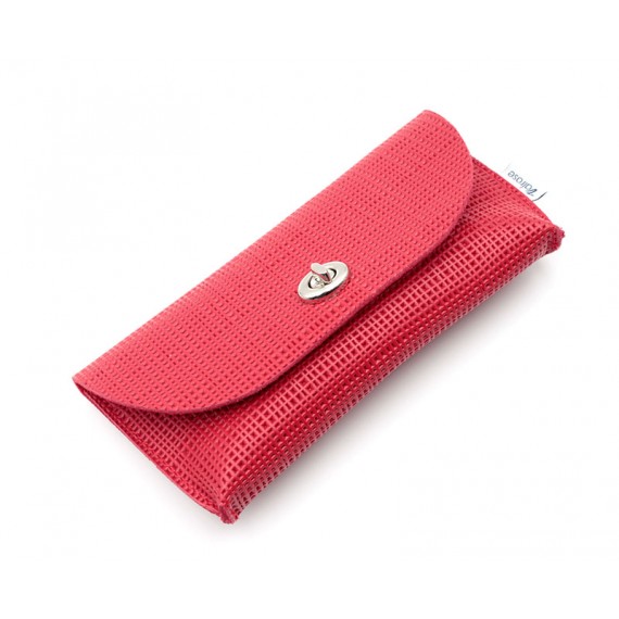 Fancy waffle leather pouch Red
