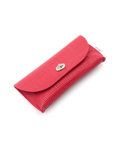 Fancy waffle leather pouch Red
