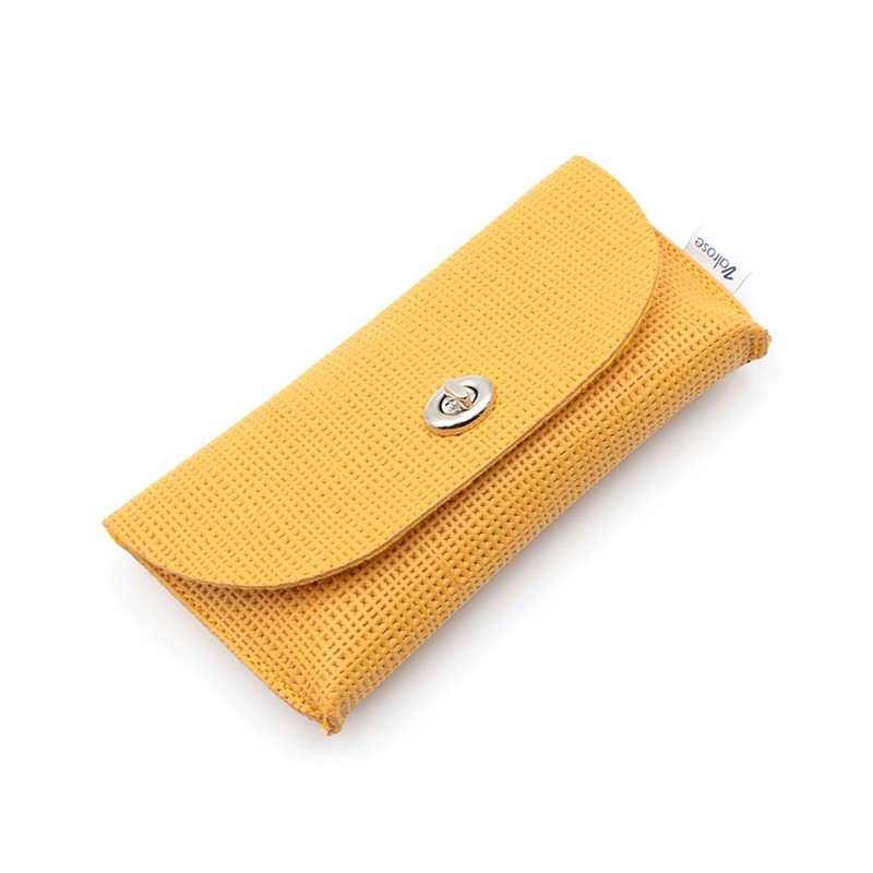 Fancy waffle leather pouch Yellow