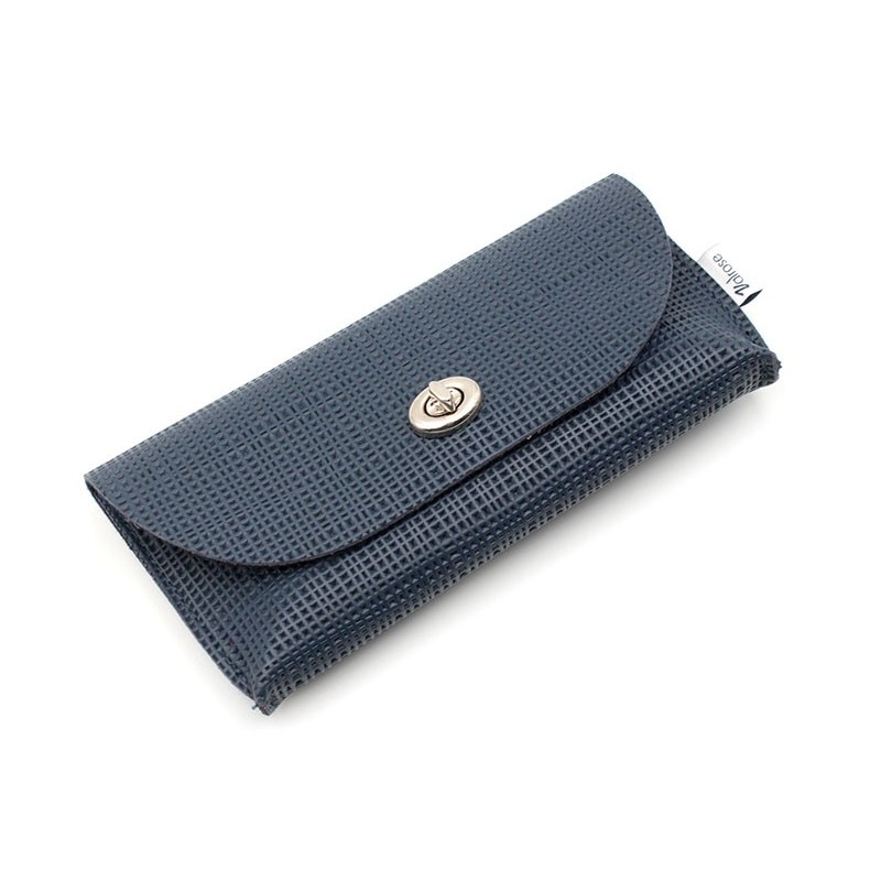 Pochette en cuir gaufré fantaisie Bleu marine