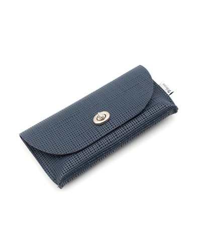 Pochette en cuir gaufré fantaisie Bleu marine