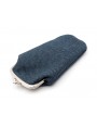 Navy blue Herringbone fabric clasp purse
