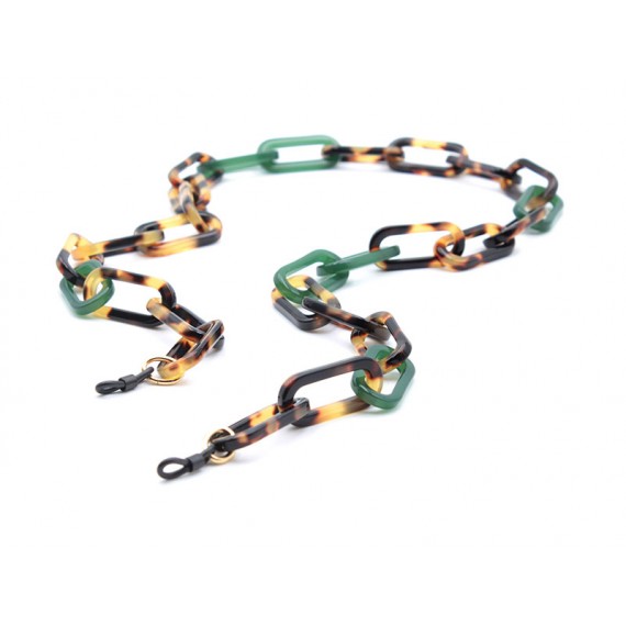 Green and tokyo Acetate chain with big rounded rectangular and thick links