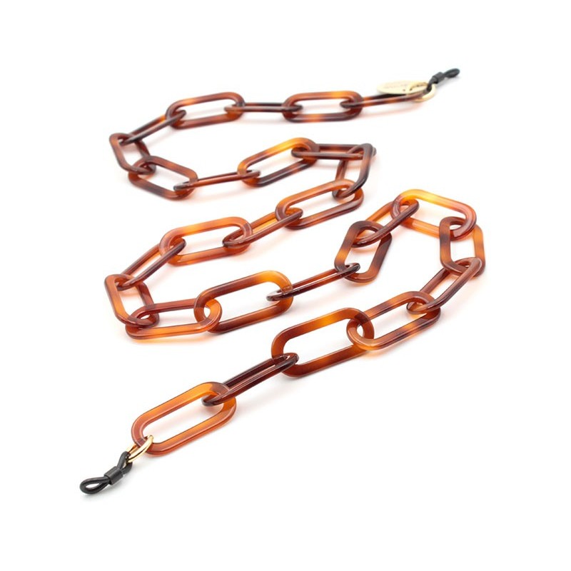 Brown (shell) Acetate chain with big rounded rectangular links