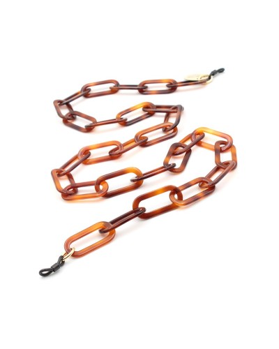 Brown (shell) Acetate chain with big rounded rectangular links