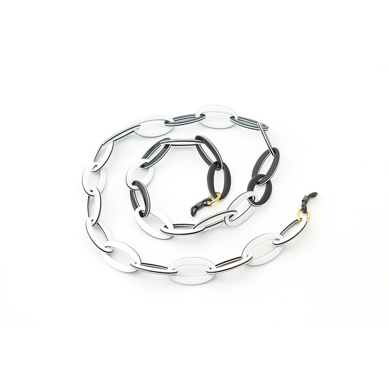 Black and white Acetate chain with Long oval links