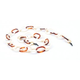 White and brown (shell) acetate chain alternating big round and oval links