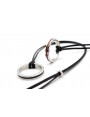 Flat inox and leather ring pendant with cotton cord
