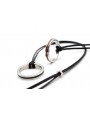 Pendentif coton avec anneau plat en inox et cuir