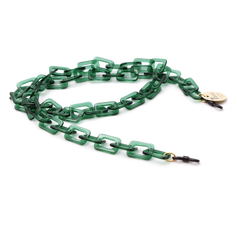 Chaîne Acétate verte avec Petits maillons rectangulaires