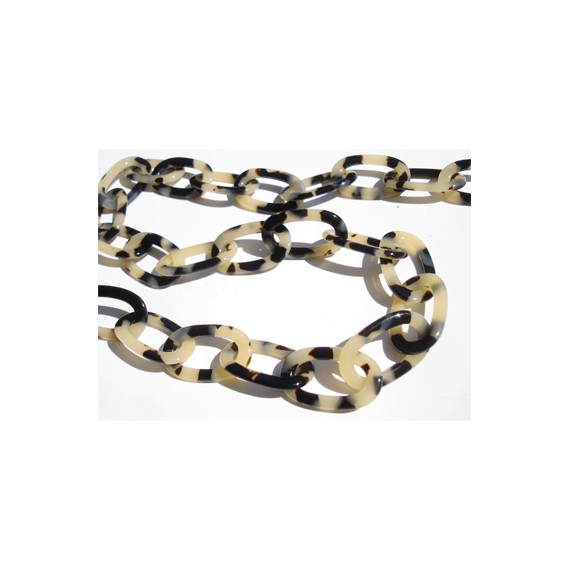 Black and Beige Acetate chain with Big Oval links 