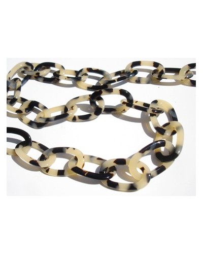 Black and Beige Acetate chain with Big Oval links	