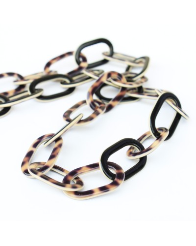 Black and Leopard Acetate chain with Big Oval links	