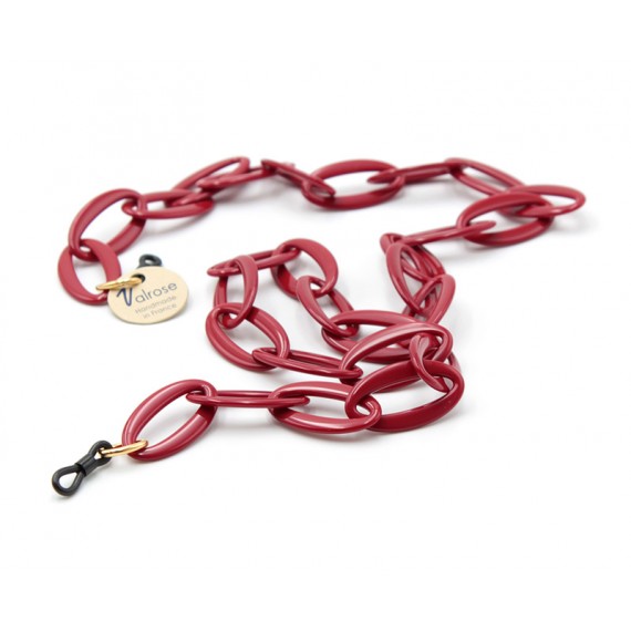 Red Acetate chain with Long oval links