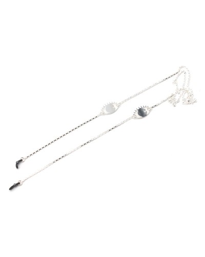 Chaîne métal argentée avec des yeux