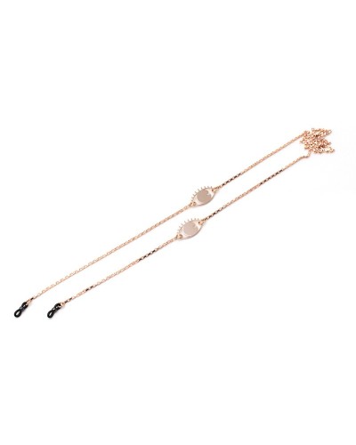 Chaîne métal dorée rose avec des yeux