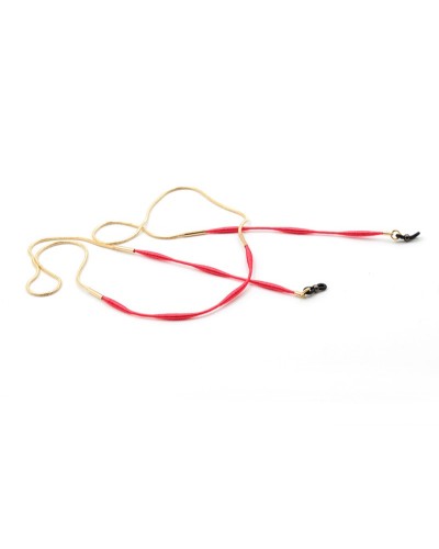 Chaine serpent métal et passementerie rouge