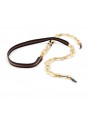 Square golden metal and textile chain