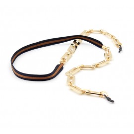 Square golden metal and textile chain