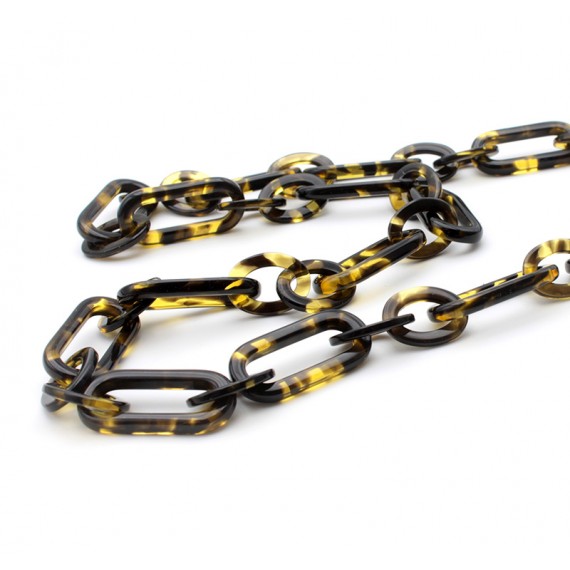 Black and Green Acetate chain with medium oval and big rounded rectangular links