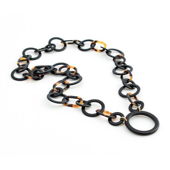 Black and Tokyo acetate pendant with small and big links