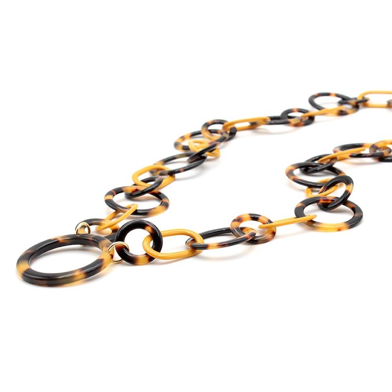 Pendentif acétate Jaune et Tokyo avec maillons alternés