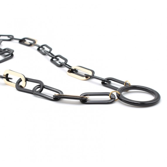 Pendentif acétate noire et métal doré