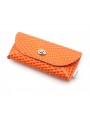 Orange waffle leather pouch case
