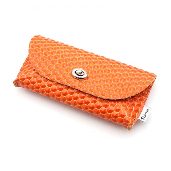 Orange waffle leather pouch case