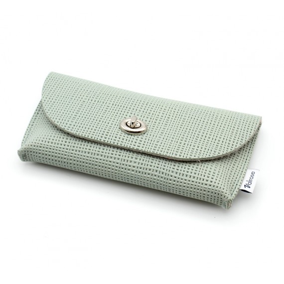 Mint fancy waffle leather pouche