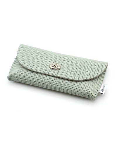 Mint fancy waffle leather pouche